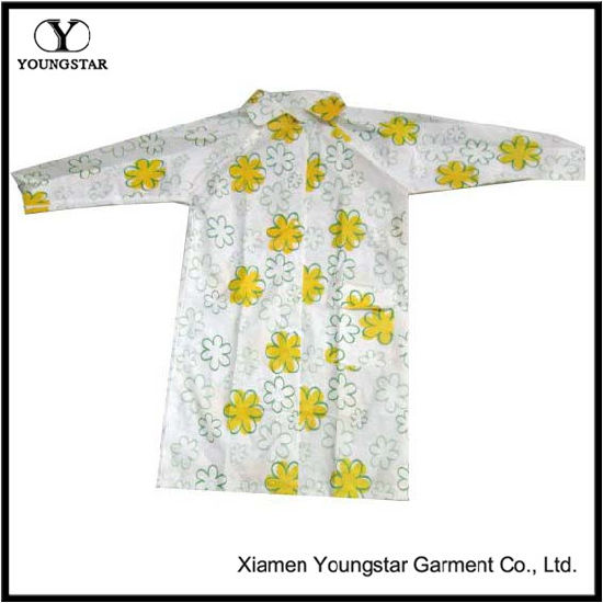 Cheap Fashion Printed Flower PVC Raincoat for Outdoor Travel