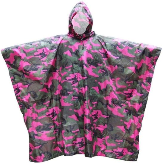 Waterproof Rain Poncho Unisex Fuchsia Waterproof Raincoat with Cap Outdoor Rain Coat Travel Waterproof Rainwear Adult Poncho Free Size
