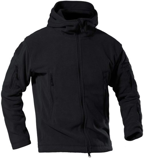 Men′s Warm Fleece Jacket Windproof Tactical Fishing Hoodies Winter Hunting Coat with Multi Zipper Pocket