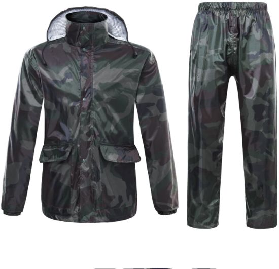 Waterproof Jacket Trouser Suits Windproof Coat Pants Set Motorcycle Raincoat with Hideaway Hood