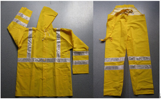 Waterproof Safety Workers Rain Coat with High Reflective Strip
