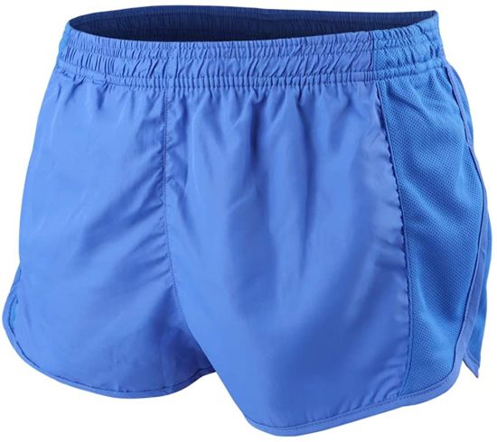 Men′s Sports 1" Split Running Shorts with Side Mesh Panel Quick Dry Lightweight Polyester