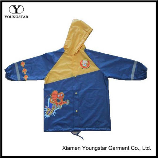 Children′s Raincoat Pattern Plastic Boy Rain Slicker for Kids