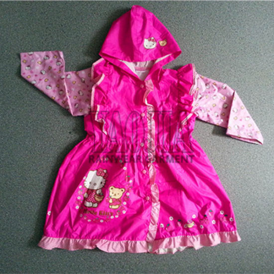 Pretty Design Pink Color PVC Waterproof Rain Wear for Girls