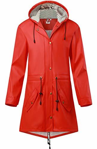 Raincoat Ladies PU Rain Jacket Women Waterproof Windbreaker Coat with Hood Outdoor Breathable Raincoat