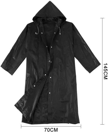 Reusable Raincoat EVA Rain Poncho Unisex Men Women Rain Cape with Hat Hood Long Sleeves for Adults Outdoor Travel