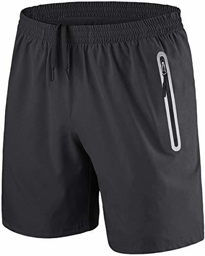 Quick Dry Breathable Men′s Lightweight Running Gym Shorts with Zipper Pockets