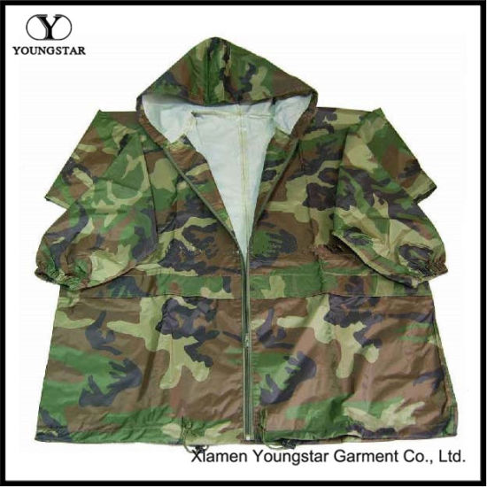 Jacket Style Military Camouflage Raincoat / Army Rain Wear