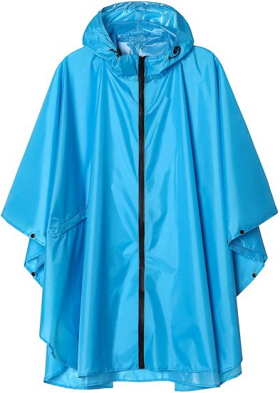Summer Rain Poncho Jacket Coat for Adults Hooded Waterproof with Zipper Outdoor