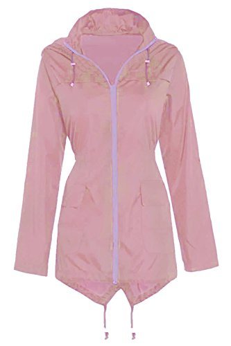 Love My Fashions Womens Plain Fishtail Hooded Lightweight Rain Parka Polyester Ladies Raincoat Jacket Two Pockets Plus Size