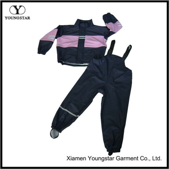 Fashion Design PU Waterproof Rain Suit for Children or Adult