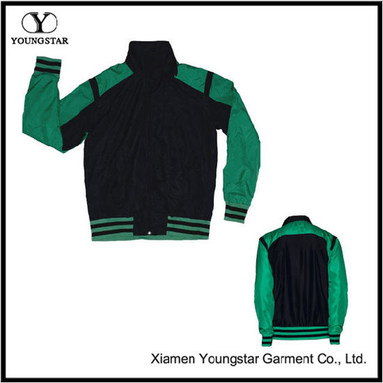 Green Black Microfiber Sports Sporty Jacket