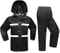 Waterproof Raincoat Set, Double Thick Rain Suit Coat and Trousers Set with Highlight Reflective Strips and Hidden Pockets S