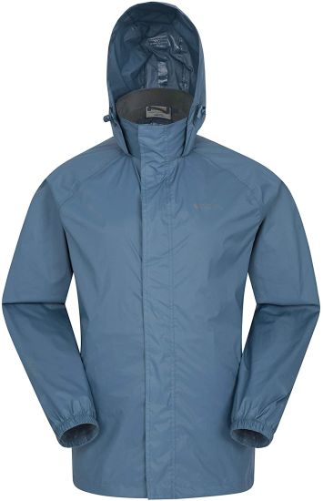 Men Waterproof Jacket - Foldaway Hood Rain Jacket, Pack Away Coat, Lightweight Raincoat - for Travelling, Outdoor, Camping