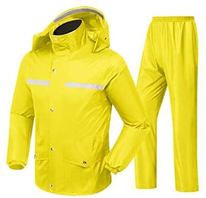 Split Raincoat Rain Pants Set, Rainwear Black/Yellow Waterproof Raincoat Double Body Thick Rain Pants Suit Split Riot Raincoat, Lightweight Windbreaker Jacket