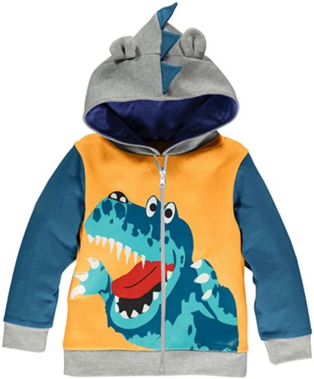 Boys Hoodies Jacket Cartoon Dinosaur Zipper Packaway Spring Coat for Kids 1-7 Years