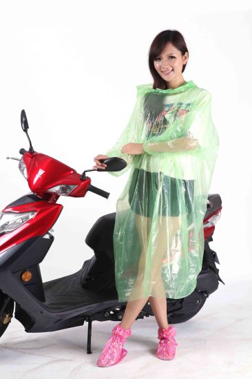Clear PE Disposable Plastic Rain Poncho for Oudoor Cycling