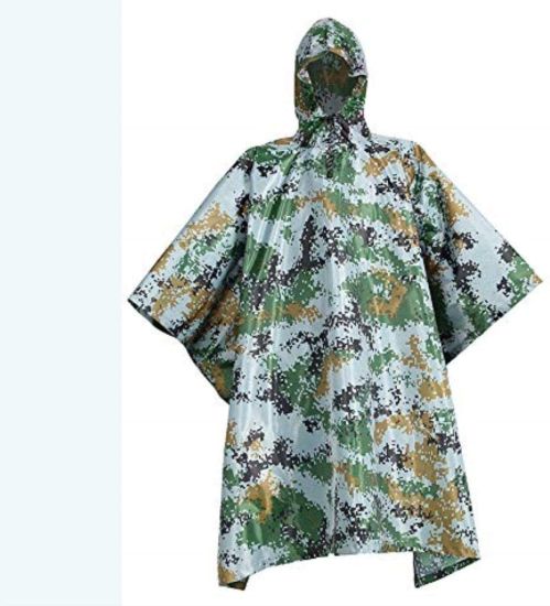 Outdoor Multi-Functional Light Poncho Hooded Camouflage Rain Cover Raincoat (Color: B)